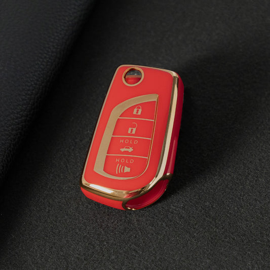 TOA5T1 Red-Gold Plating TPU Protective Key Cover Case for Toyota New Corolla Camry RAV4 Avalon Izoa CHR Highlander Car Key Accessories