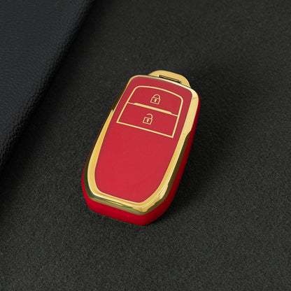 TOC2T1 Red-Gold Plating TPU Car Key Case Protection Cover Smart Key Shell Fob Cover Fit for Toyota Camry Corolla Prado Levin Crown RAV4