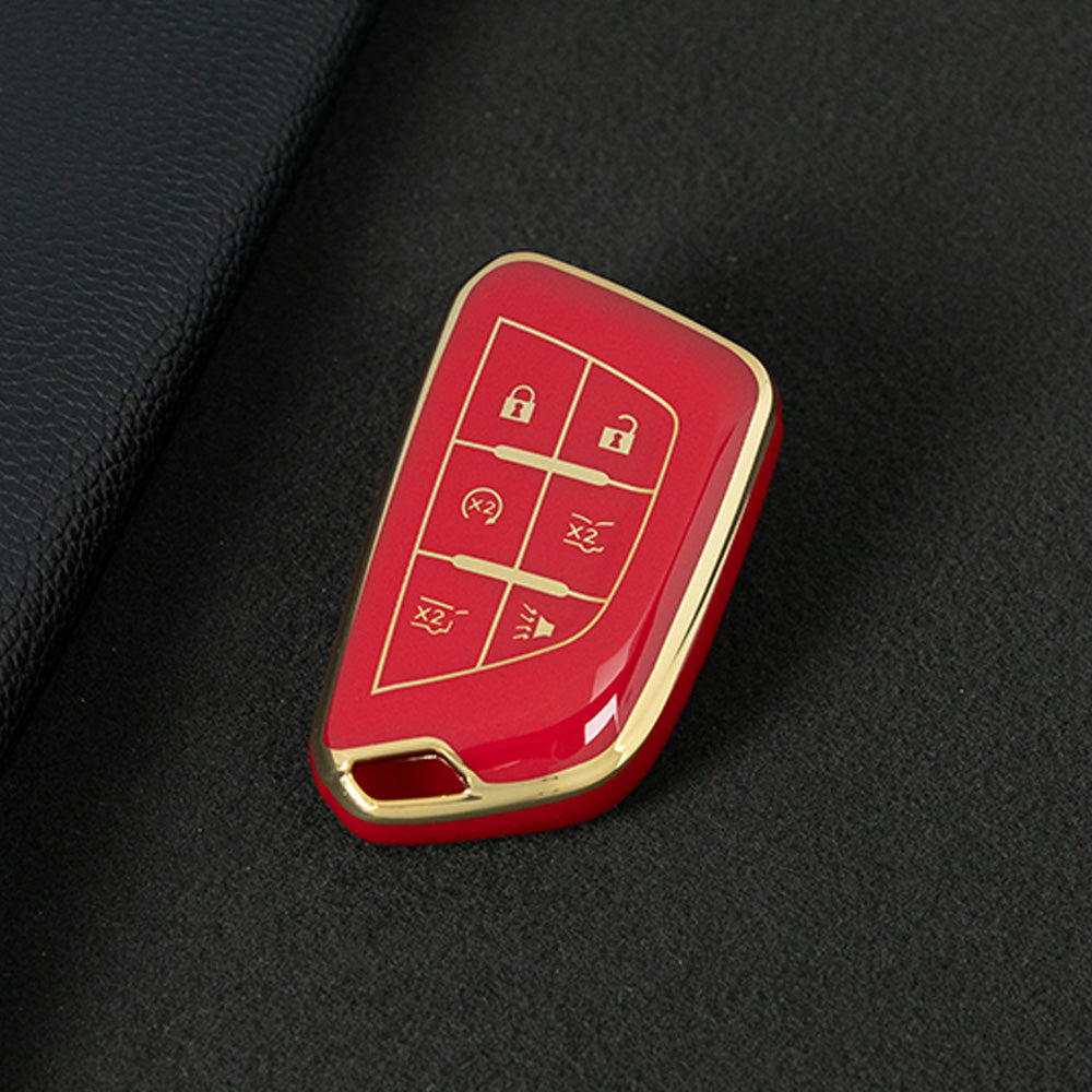 CAB2T1 Red-Gold Plating TPU Car Key Case for Cadillac ATS-L XTS XT4 XT5 XT6 CTS CT6 ATS 28T SRX Escalade