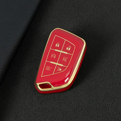 CAB2T1 Red-Gold Plating TPU Car Key Case for Cadillac ATS-L XTS XT4 XT5 XT6 CTS CT6 ATS 28T SRX Escalade