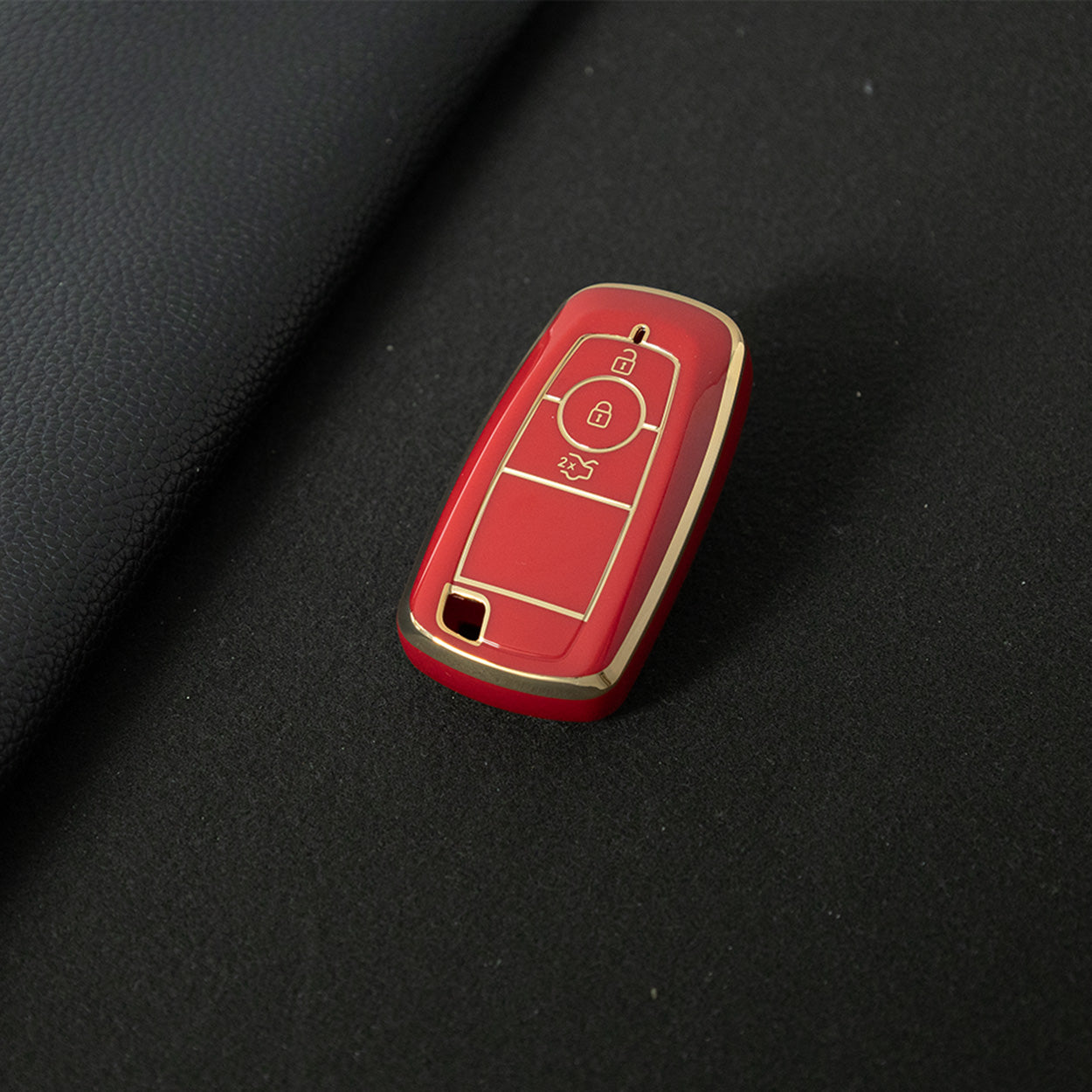 FOB1T1 Red-Gold Plating TPU Car Key Case Cover Holder for Ford Fusion Edge Mustang Explorer F150 F250 F350