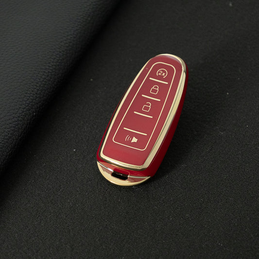 FOJ2T1 Red-Gold Plating TPU Car Key Case Cover for Ford 2011 2012 2013 EDGE Lincoln Navigator