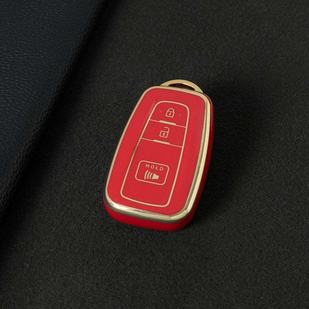 TOB3T1 Red-Gold Plating Key case for Toyota Key Shells Noah 80/Voxy 80/Harrier 60/Esquaire/New Sienta Car Key Case TPU Protect Cover Carkey Shells