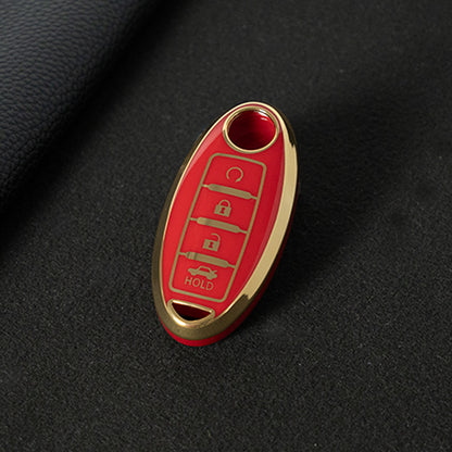 NIB4T1 Red-Gold Plating Car Key Cover for Nissan Note Qashqai Pathfinder Rogue Versa Murano Infiniti Q50 Accessories Car Key