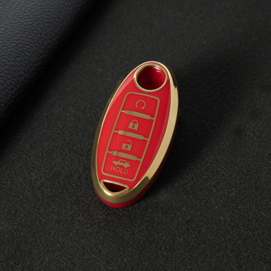 NIB4T1 Red-Gold Plating Car Key Cover for Nissan Note Qashqai Pathfinder Rogue Versa Murano Infiniti Q50 Accessories Car Key