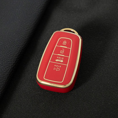 TOB4T1 Red-Gold Plating Car Key Cover For Toyota Prius Camry Corolla C-HR CHR RAV4 Prado Izoa Levin Avalon 2018 2019 2020 Car Key Case Shell Cover Protector