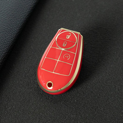 JEC3T1 Red-Gold Plating TPU Car Key Cover Case for Dodge Challenger Charger Magnum Journey Ram Jeep Commander Grand Cherokee Chrysler 300