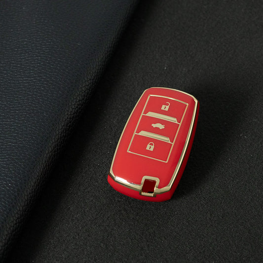 CHA1T1 Red-Gold Plating Car Key Cover Premium Soft TPU Car Key Case Cover Shell for CHANGAN CS15 CS35 CS55 CS75 RAETON CC EADO LUMIN Key Rings Keychain Bag