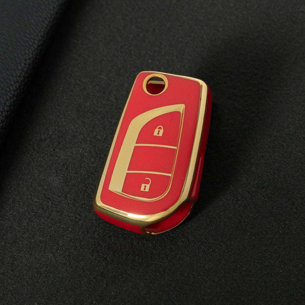 TOA2T1 Red-Gold Plating Car Key Cover TPU Soft Cover Key Cases Suitable for toyota Carola Highlander New Reith RAV4 Car Key Cover