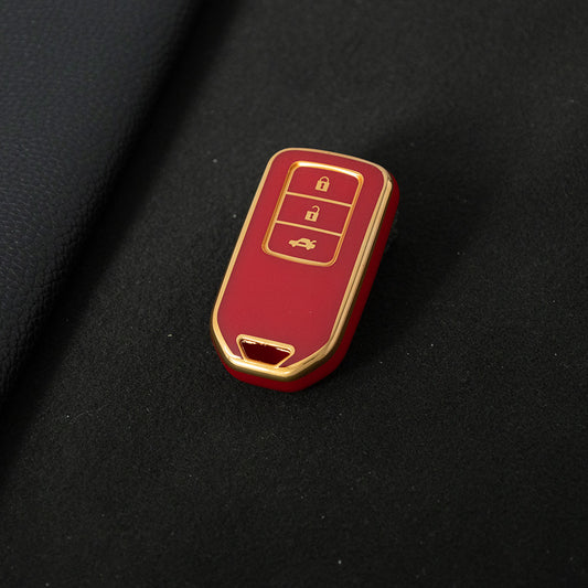 HOA1T1 Red-Gold Plating Car Key Cover For Honda Car Key Cover New TPU Car Remote Key Case Cover 2/3/4/5 Buttons Car Key Protector Holder