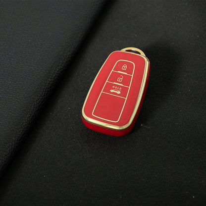 TOB1T1 Red-Gold Plating Car Key Cover For Toyota Rav4 Corolla CHR Verso Hilux Chaveiro Keyless Bag Car Accessories Key Cover TPU
