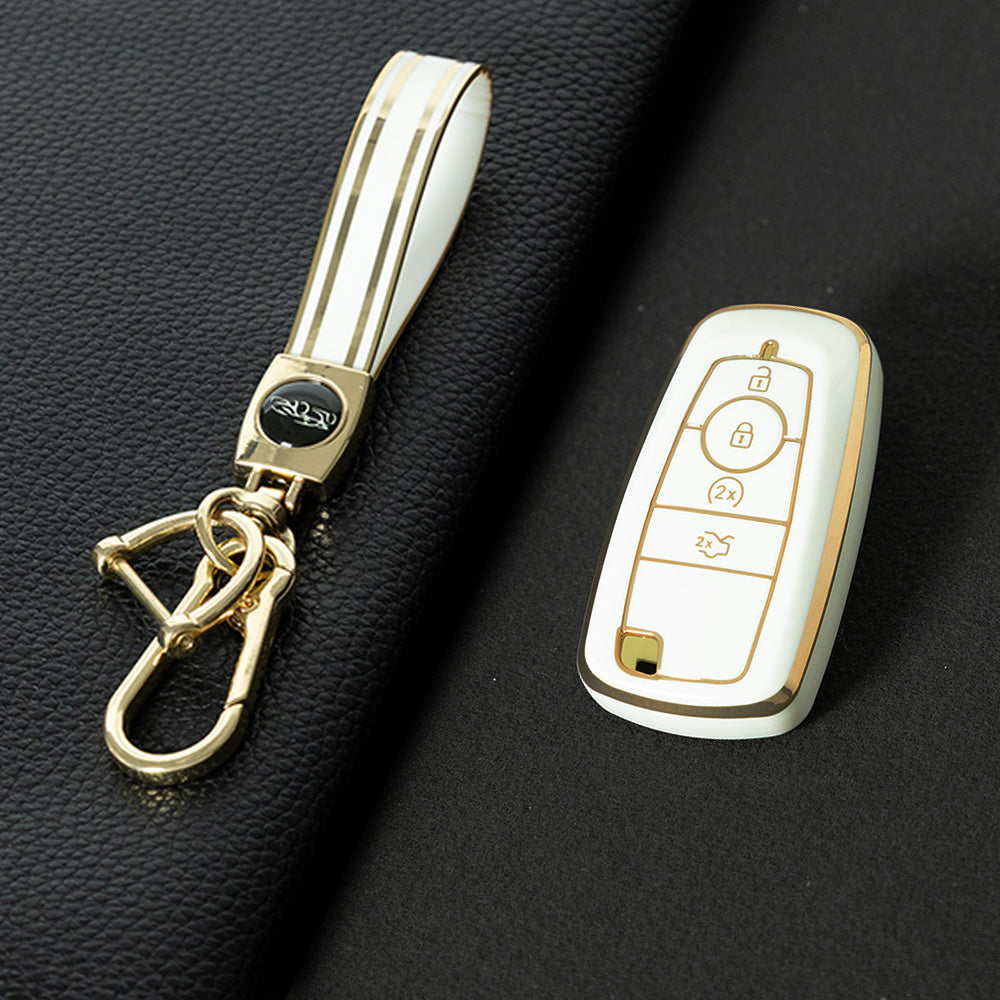 FOB3T1 White-Gold Plating Suitable for Mondeo Keycases, Ruiji Car Keychains, High-end Taurus Ruijie Fox Car Key Remote Control keychain