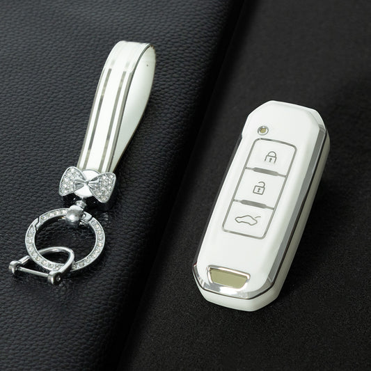 BAB1T1 White-Silver Plating Car Key Cover for Baojun 510 730 360 560 RS-5 530 630 Wuling Hongguang S Covers House Keys