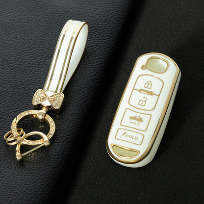 MAB3T1 White-Gold Plating Advanced Soft TPU Remote Smart Car Key Fob Cover for Mazda 3 Mazda 6 CX-3 CX-5 CX-7 CX-9 MX-5 Car Key Accessories
