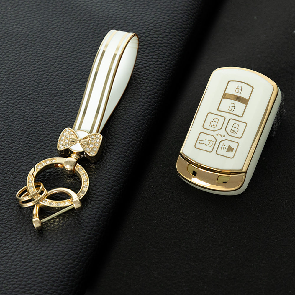 TOL1T1 White-Gold Plating TPU Car Key Cover Case for Toyota Avalon camry COROLLA RAV4 Grand Highlander