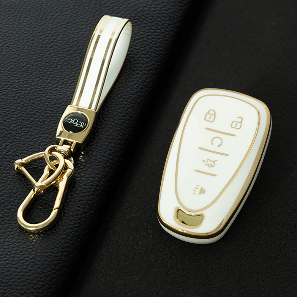 CEA3T1 White-Gold Plating Car Key Cover for Chevrolet Holden Malibu XL Camaro Pioneer Wear Resisting Smart Auto