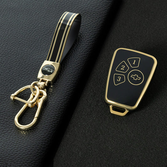 CEY1T1 Black-Gold Plating TPU Car Key Case Cover for Chevrolet Cruze 4 Buttons Hot Selling Auto Llave Accessories