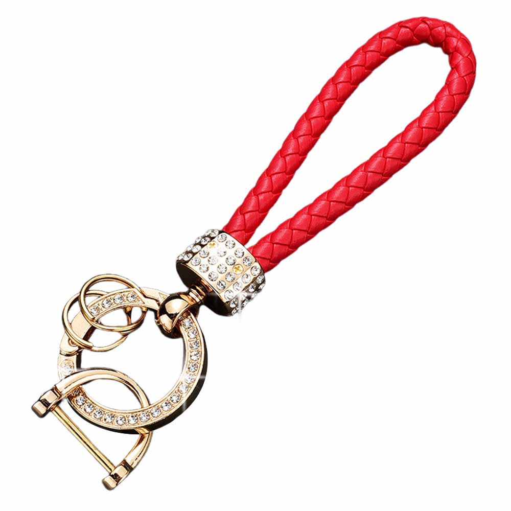 Hand-woven Keychain Rhinestones Horseshoe Keychain Fashion Car Lovers Circular Key Hanging Ornaments