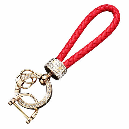 Hand-woven Keychain Rhinestones Horseshoe Keychain Fashion Car Lovers Circular Key Hanging Ornaments