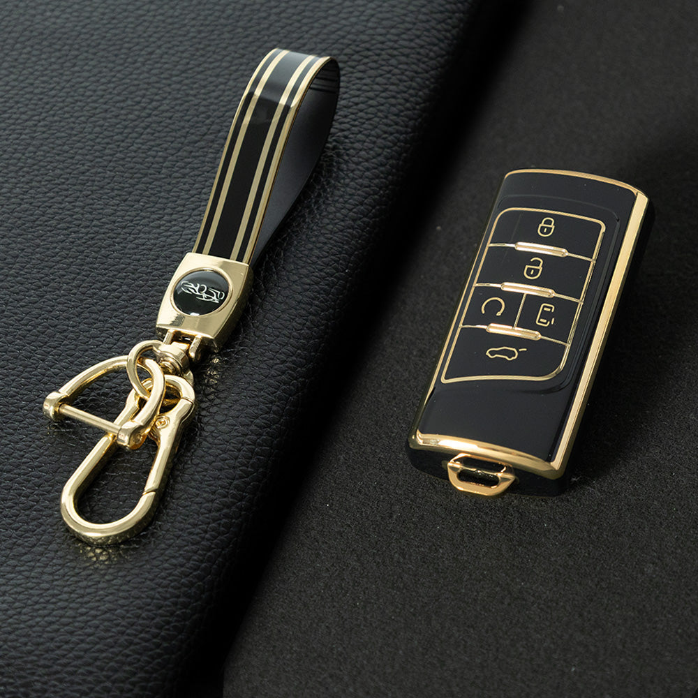 TRA1T1 Black-Gold Plating New Soft TPU Car Remote Key Case Cover Holder for GAC Trumpchi GS4 GM8 GA3 GA6 SGS7 GA4 GS5 GS3 Legend GS8 Auto Accessories