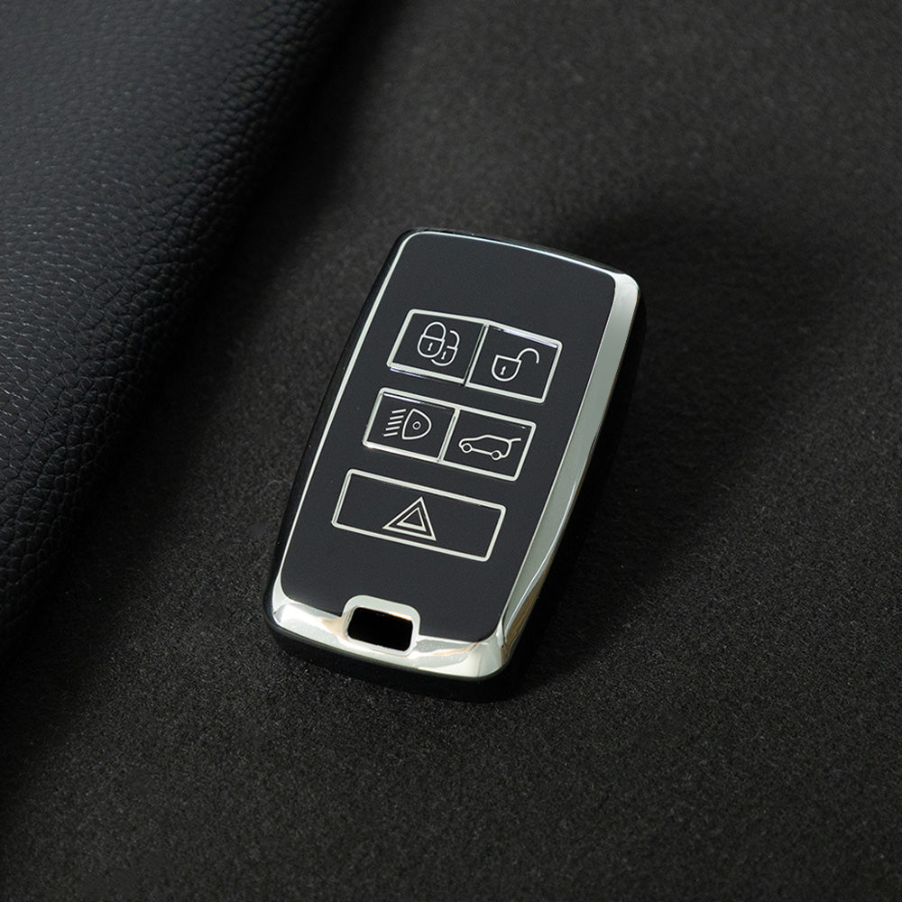 LAB1T1 Black-Silver Plating New Tpu Car Key Case Remote Control Protector Cover for Land Rover Range Rover Sport Evoque Velar Discovery 5 2018 2019 2020