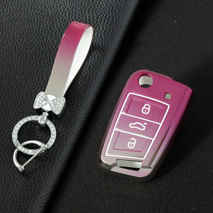 VOA1T1 Gradient Pink Car Key Cover For Volkswagen Golf 3 buttons