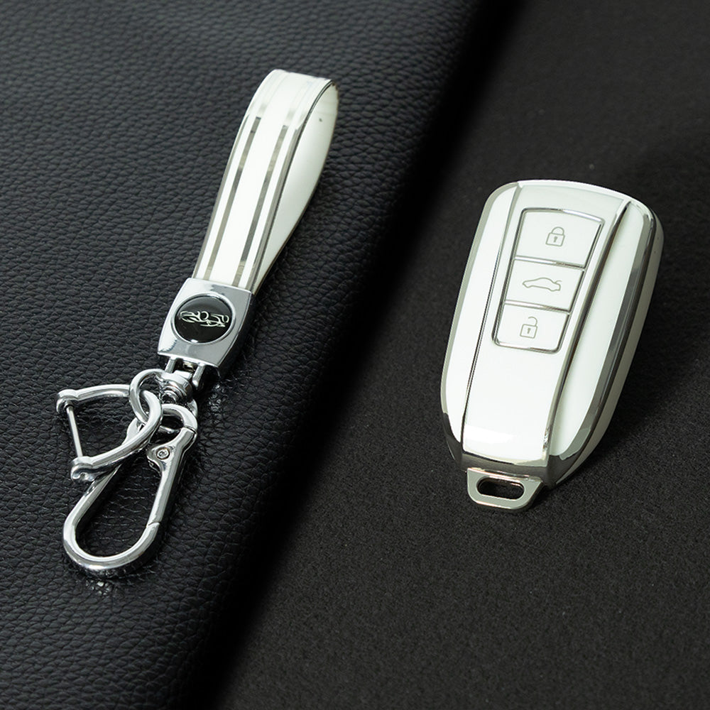 VED1T1 White-Silver Plating TPU Car Key Case Cover Dongfeng Yixuan GS AX7 Pro New Design Waterproof Auto Accessory