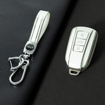 VED1T1 White-Silver Plating TPU Car Key Case Cover Dongfeng Yixuan GS AX7 Pro New Design Waterproof Auto Accessory