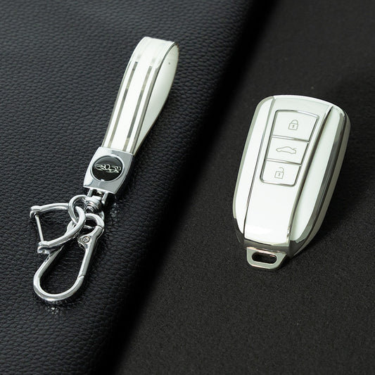 VED1T1 White-Silver Plating TPU Car Key Case Cover Dongfeng Yixuan GS AX7 Pro New Design Waterproof Auto Accessory