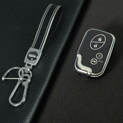 LEC7T1 Black-Silver Plating TPU Car Key Case Cover for Lexus CT200H GX400 GX460 IS250 IS300C RX270 ES240 ES350 LS460 GS300 450h 460h