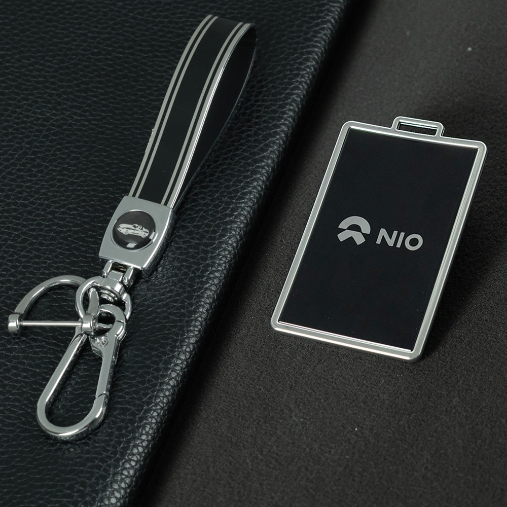 NOB2T1 Black-Silver Plating TPU Car Key Case Cover Compatible with NIO ES6 card key cover, 2025 models ET5T/ES7/EC7/ES8/ET7 card holder NFC