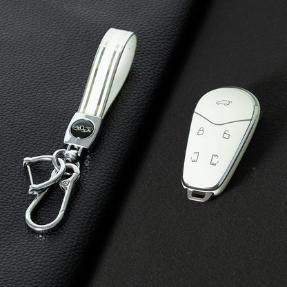 VYB1T1 White-Silver Plating TPU Car Key Case Cover for VOYAH Lantu Dreamer Free DREAMPOWER Key