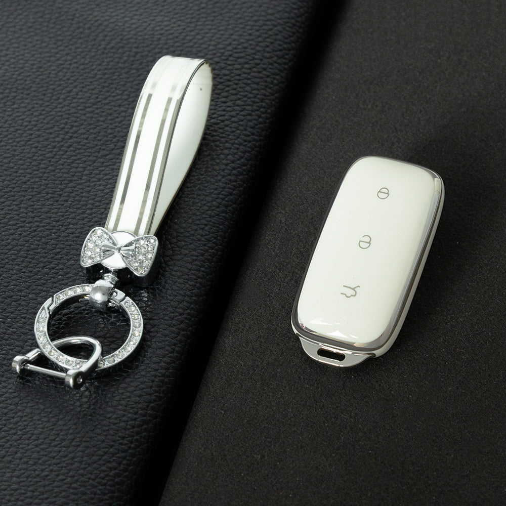 GEE1T1 White-Silver Plating Car Key Cover For Geely Galaxy L7Plus Keycase L6max Shell E8 Starship