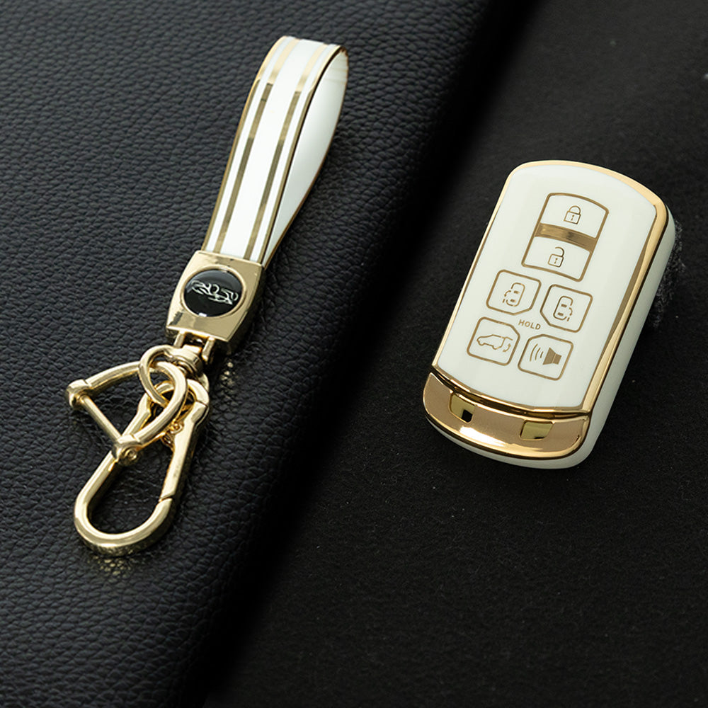 TOL1T1 White-Gold Plating TPU Car Key Cover Case for Toyota Avalon camry COROLLA RAV4 Grand Highlander