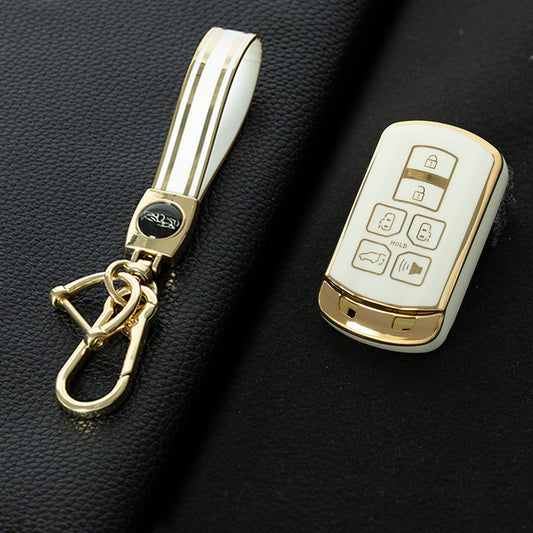 TOL1T1 White-Gold Plating TPU Car Key Cover Case for Toyota Avalon camry COROLLA RAV4 Grand Highlander