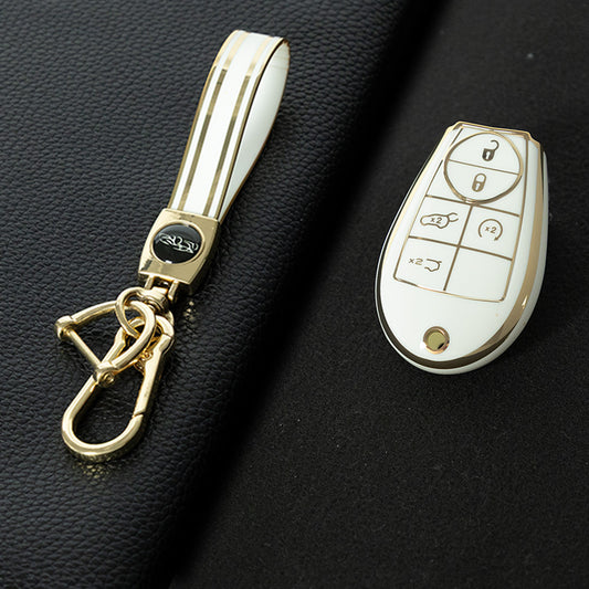 JEC8T1 White-Gold Plating Keyless Entry Remote Control 5-Buttons Compatible 2008-2018 Dodge Grand Caravan 2008-2016 Chrysler Town