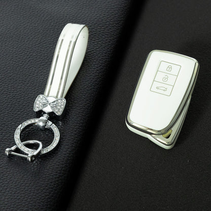 LEA1T1 White-Silver Plating Silver Edge Lightweight Protective Case Premium Soft TPU for Lexus ES200 ES350 LC500 LS500 UX200 ES300h GX460 RX350h NX450