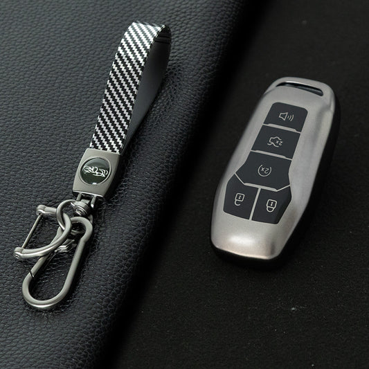 FOC2T1 Black-Metal Gray Plating Soft Tpu Car Key Case Fob Cover for Ford Fusion Mondeo Mustang F-150 Explorer Edge 2015 2016 2017 2018 Car Accessories