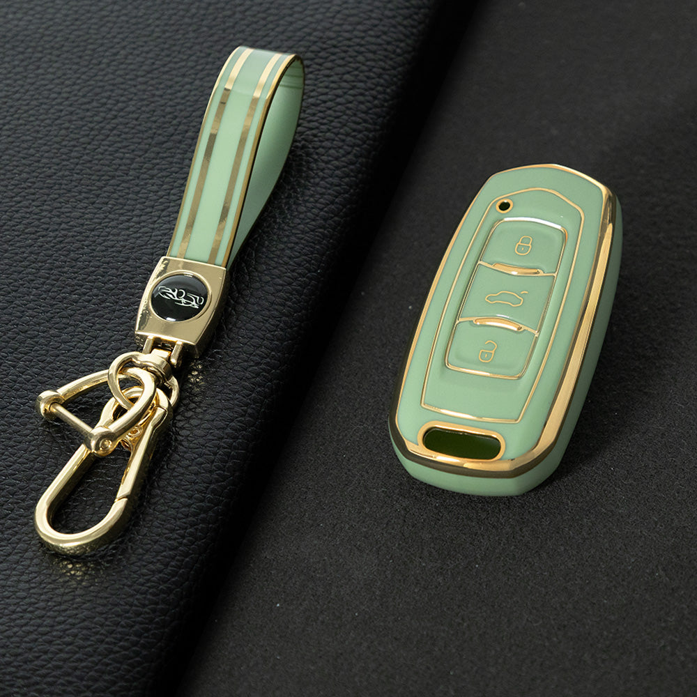 GEA1T1 Green-Gold Plating Car Key Cover For Geely Auto GL New Emgrand GS Car Key Pack S1 Boyue X3 Yuanjing X6 Borui Binrui Buckle Shell keychain