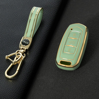 GEA1T1 Green-Gold Plating Car Key Cover For Geely Auto GL New Emgrand GS Car Key Pack S1 Boyue X3 Yuanjing X6 Borui Binrui Buckle Shell keychain