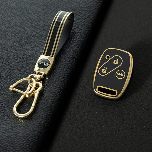 HON1T1 Black-Gold Plating TPU Car Key Case Cover for Old Honda Accord Civic CRV Jade XRV Haoying