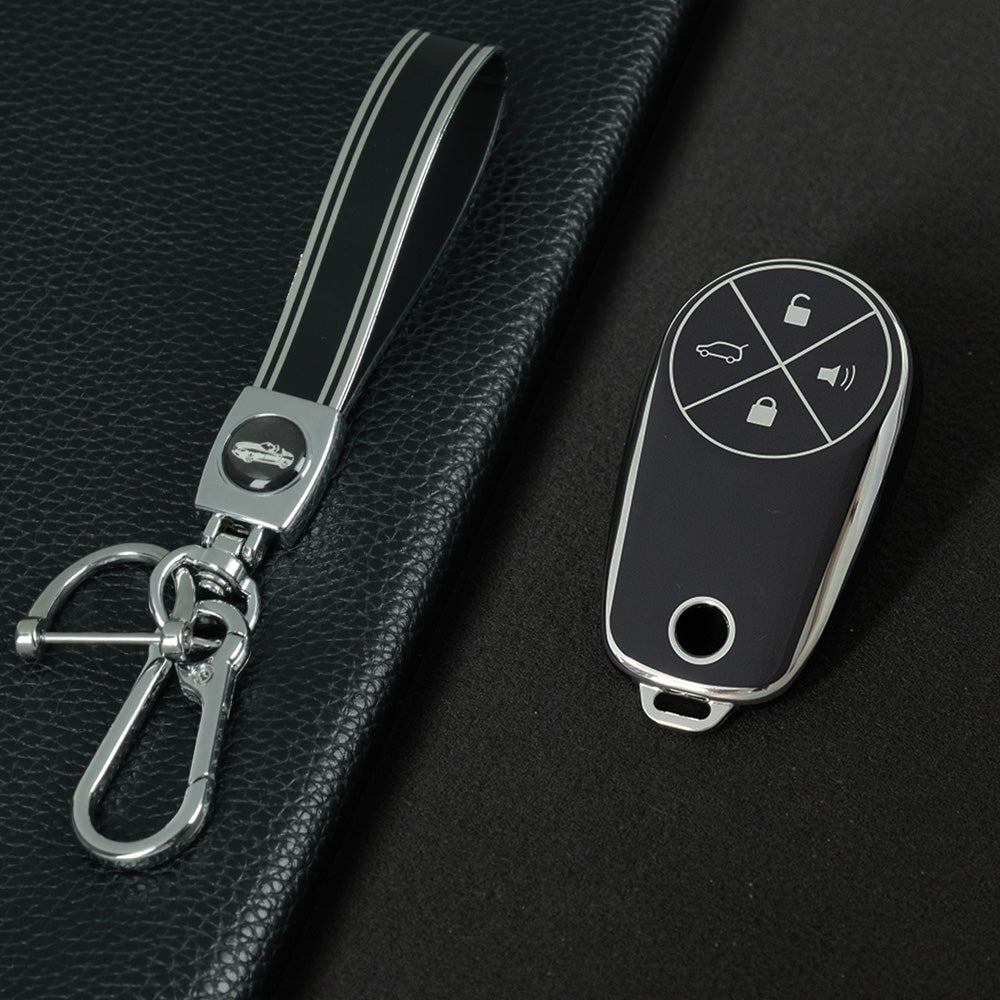 NOA1T1 Black-Silver Plating TPU Car Key Case Cover for NIO ES8 ES7 ES6 EC7 EC6 ET7 ET5 ET5T EP9 EVE
