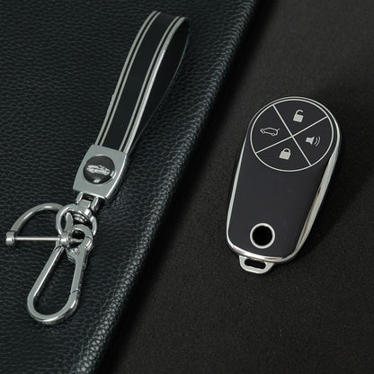 NOA1T1 Black-Silver Plating TPU Car Key Case Cover for NIO ES8 ES7 ES6 EC7 EC6 ET7 ET5 ET5T EP9 EVE