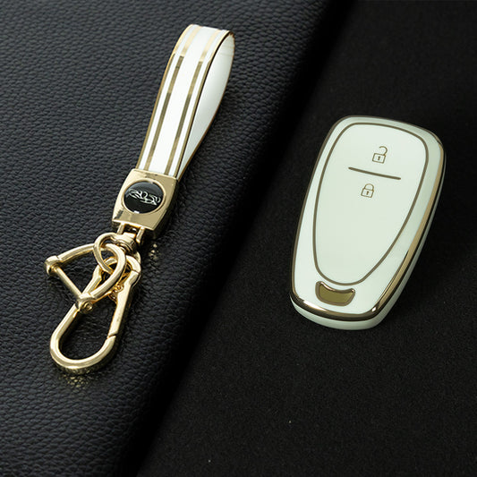 CEA7T1 White-Gold Plating TPU Car Key Cover for Chevrolet Cruze Key Cover Chevy Camaro Cruze Malibu XL TRAX EQUINOX