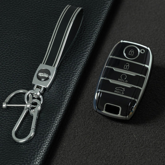 KIC3T1 Black-Silver Plating TPU Car Key Case Cover for Kia Sportage Cerato Optima K2 K3 K4 K5 Rio Picanto K2 Soul Sorento Sedona 2016