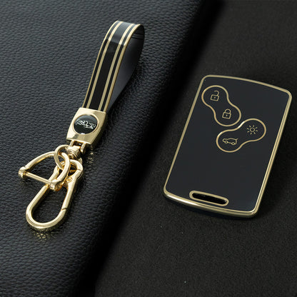 REF1T1 Black-Gold Plating TPU Car Key Case Cover Shell for Renault Kaptur Captur Logan Laguna Zoe Koleos Danilo Nema Fluence Megane 2 3 Clio Scenic Duster