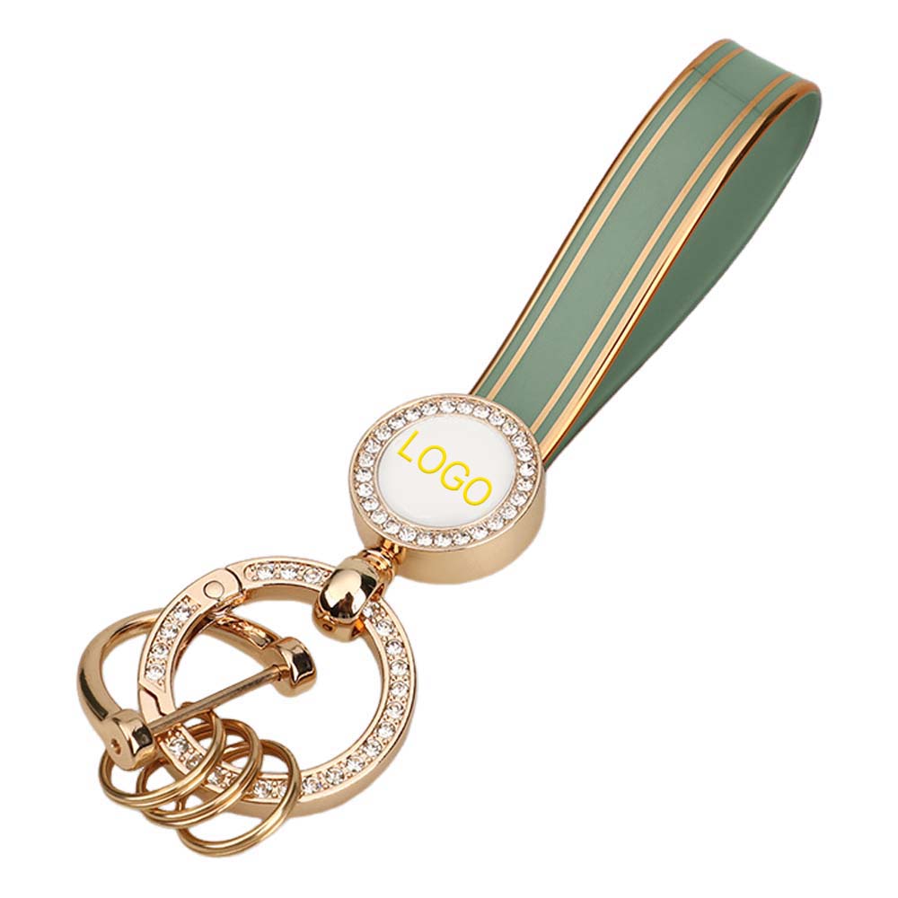 Fashionable Diamonds TPU Car Keychain with Three Ring Key Fob Holder Accessories and Custom Logo