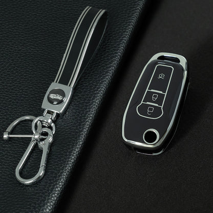 FOA1T1 Black-Silver Plating Car Key Cover Hot Sale TPU Car Key Case for Ford ESCORT Edge Taurus Ecosport Car Key Shell Cover