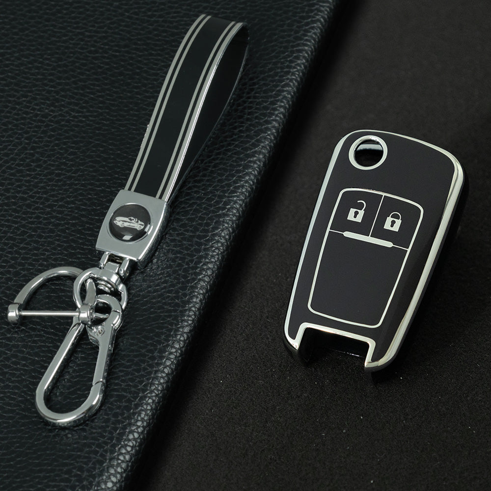 CED4T1 Black-Silver Plating Car Key Cover TPU Key Cover for Chevrolet Cruze Aveo Trax Sail Malibu for Opel Vauxhall Astra Corsa Meriva Insignia Key case