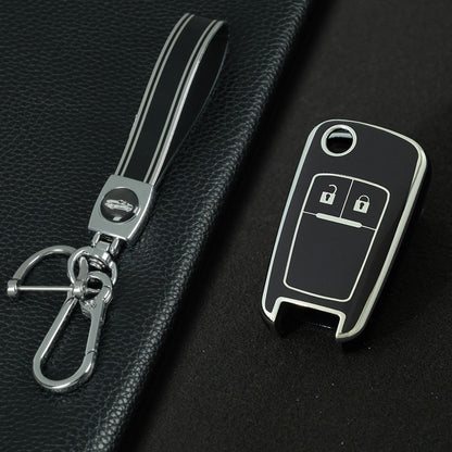 CED4T1 Black-Silver Plating Car Key Cover TPU Key Cover for Chevrolet Cruze Aveo Trax Sail Malibu for Opel Vauxhall Astra Corsa Meriva Insignia Key case
